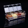 IN1 4pc Box acrilico Spazzatura trasparente POTS POTS CONTENITORE CONTENUTO CONTENUTO CRUET con cucina di copertura e cucchiaio essenziale