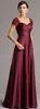 Modest Long Formal Maroon Mother of the Bride Dresses Ruched Sweetheart Lace Appliqued Cap Sleeves Floor Length Mother's Party Gowns