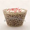 Gratis frakt 70pcs Lace Cupcake Wrapper Laser Cut Muffin Cup Cake Cup Wrappers Pearl Paper Wedding Party Decoration Supplies