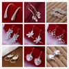 Mix order women's gemstone sterling silver earring 10 pairs a lot mixed style EME17,wholesale fashion 925 silver Dangle Chandelier earrings