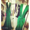 Michael Costello Green Evening Dress Sexig Deep V Neck Celebrity Wear Special Occasion Dress Prom Party Gown