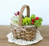 6PCS- PACK Country Style Vintage Wood Garden Flower Planter Crate Succulent Square Plant Desktop Storage Box Pot With Handle