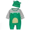 Spring Autumn Cute Infant Baby One-piece Rompers With Hat Kids Panda Lion Cartoon Animal Jumpers 2pcs Clothing Suits Children Outfits Set