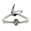 2016 Nouveau Design 6mm Véritable plaqué or Perles Rondes Or et Argent Lion King Head Tressage Macramé Hommes Bracelets