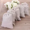 Liten Muslin DrawString Presentväskor Bomull Linne Vintage smycken Puches Packaging Case Wedding Favor Holder Många storlekar Jute Sacks C2276501