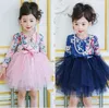 Ragazza coreana floreale floreale abito tutu kids tulle in pizzo principessa abito da festa per bambini abiti a maniche lunghe 5494400