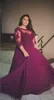 Plus Size Burgundy Prom Dresses 2018 Lace Applique Half Sleeve Evening Gowns Sheer Neck Chiffon A Line Formal Party Dresses Custom3145927