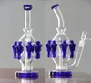 28cm 높이 로얄 블루 유리 봉의 물 파이프 조인트 크기 14.4 mm Perc Perccolator 재활용 오일 장비 GLSS Bongs Hookahs