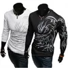 Maglietta con stampa tatuaggio Maglietta a maniche lunghe da uomo Nuova moda Uomo Marchio di abbigliamento Casual Slim Fit O-Collo Maglietta in cotone Tees CJ145