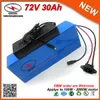 2880W Powerful Ebike Battery Pack 72v 30ah Lithium Battery in 26650 Cell Li Ion Battery 40A BMS 2A Charger