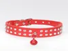 50pcs/lot Fast shipping 2 Row Bling Crystal Rhinestone PU Leather Pet Collars Cat Dog Collar Neckla With bells