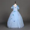 snowflake diamond butterfly dress fancy costumes for kids blue gown Halloween baby girl butterfly dress 5 Layers in stock