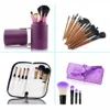 7 Make-up penna En högkvalitativ ullborste Svart dragkedja PU-väska Verktyg Anpassade borstar Makeup Brush Set