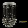 Escadaria moderna LED Chandeliers Crystal Lighting Fixture para Hotel Lobby Foyer Ball Forma Gota de Chuva Pingentes