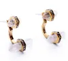 Nature Prism Stud Earrings Pave C Alloy Studs Crystal Rhinestone Charms Vintage Gold Tonal for Lady