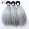 New Arrival brazilian 3pcs/lot ombre silver grey hair weaving 1b/gray two tone Brazilian human hair extensions hair bundles