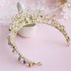 Ensemble de mariage casque de mariée accessoires de cheveux bandeau de perles d'or princesse couronne diadème reine bijoux cristal strass Hea2498826
