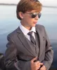 Handsome Three Pieces Boys Suit Formal Wear With Jacket+Waistcoat+Pants Little Gentleman Grey Color Kids Tuxedos Custom Made