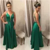 Boyun Kolsuz bir Çizgi vestidos Festa Uzun Örgün Balo Parti Gowns Boncuklu Waist Dalma Seksi Abiye Yeşil Şık Elbiseler