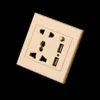 1pc Dual Two USB Electric Five Wall Charger Dock Station Socket Power Outlet Panel Plate 110V-250V