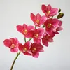 one Piece PU Orchids 3D Printing Effect Cymbidium Artificial Real Touch Orchid 7 Color for Wedding Centerpieces Home Decorative Flowers