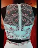 Dresses Aqua Crop Top Prom Dress Two Piece High Beaded Neckline Beading Mermaid Evening Dress Illusion Back Chiffon Pageant Dress