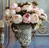 1 pièces (8 têtes/bouquet) 47cm/18.5 "fleur de pivoine artificielle fausses pivoines avec des baies en mousse fleurs d'hortensia pour Bouquets de mariage