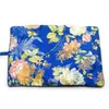 Flor chinesa brocado de seda cosméticos jóias viagem roll up saco 3 zíper bolsa cordão feminino maquiagem armazenamento bag5988204