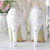 Bröllopsklänning Skor Äkta Läder Vit Lyx Rhinestone Skor För Brudskor För Bröllopsfest Boll Prom Pagant Event