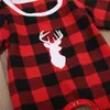 Christmas Baby Clothes Autumn Winter Toddler Infant Baby Boys Girls Long Sleeve Romper Red Plaid Deer Antler Printed Jumpsuit Kids Outfits