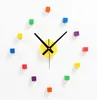 Original muted colorful brief stickers wall clock creative DIY bedroom living room wall sticker clock watch cute home decoration2791