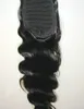 Molhado ondulado rabo de cavalo cabelo humano para mulheres negras clipe em ondulado encaracolado cordão rabo de cavalo natural preto extensão do cabelo clipe na cor 1b