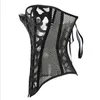 Partihandel-Sexy Mesh Corsets och Bustie Elastic Net Hollow Out Blommor Design Busk Closure Bustier Corset Body Shapewear Cincher Corselet