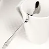 Cuillère à condiments incurvée en acier inoxydable, joli visage souriant, pour boisson au café, 14cm, argent # R671