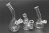 Tjock Mini Travel Små glas Vatten Bongs Mini Rökning Pipor Drop Down Recycer Rigs Oil Beaker Bowl Downstem Bubbler Perc 14mm 10mm