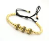 Fashion Men Women Jewelry, 4mm & 6mm Round Beads Weave Three Micro Pave CZ Charm Balls Braiding Macrame Bracelet & bangles