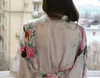 Wholesale- Women Sexy Nightwear Satin Lingerie Kimono Silk Women Nightwear Long Night Dresses Chinese Kimono Women Nightwear Pyjama