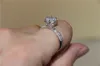 DIY Vintage Lotus Form 925 Sterling Silver Gemstone Pierścień Zestawy Okrągłe Symulowane Diament Cyrkon Pierścienie Pierścieni Ślub Band Biżuteria dla kobiet