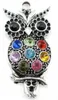 30 pièces tibétain argent cristal hibou pendentif à breloques pour la fabrication de bijoux 48x24mm