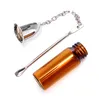 57MM Glass Snuff Storage Bottle Dispenser Bullet Rocket Snorter Snuff Bottle with Metal Spoon Sniffer Pill Case