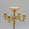 Gratis verzending Hot-selling 65cm Gold Finish Candelabra met bloemschaal, 5-armen bruiloften evenementen kaarshouder centerpiece Candelabrum