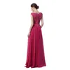 Jurk Long Party Vestido Festa Longo Noite Casamento Hot Pink Chiffon Prom Dress Goedkope Avondjurken gemaakt in China