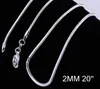 2mm 925 Sterling Silver Snake Chain Necklace 16 18 20 22 24 tums Kedjor Designer Halsband Smycken Partihandel Fabrikspris