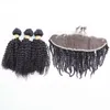 13x4 kinky curly الدانتيل الإغلاق الأمامي مع حزم برازيلية البرازيلية البكر العذراء حزمة jurl 3 حزم مع الإغلاق