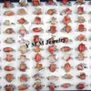 Natürliche rote Achat-Ringe, Edelstein-Schmuck für Frauen, gemischtes Los, 50 Stück, Valentinstagsgeschenk