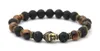 Vendita calda Pietra lavica perline Braccialetti da uomo Buddha, oro, nastro e Buddha Bronez, bracciale Yoga nero, unisex