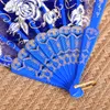 Rose Plastic Frame Lace Silk Hand Fan Chinese Craft Dance Folding Fan 15 Colors 100pcs/lot