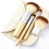 Кисти для макияжа 4 шт. 4 шт. набор комплект красивый профессиональный бамбук разработать макияж кисти инструменты с случае молния сумка кнопка мешок DHL бесплатно