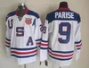 2010 Team USA Hockeytröjor 9 Zach Parise 88 Patrick Kane 81 Phil Kessel 28 Brian Rafalski 39 Miller 15 Langenbrunner Sticthed Blå Vit Alternativ