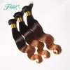 Ombre Hair Extensions Three Tone Bruin 1B / 4/30 Ombre Braziliaanse Body Wave Menselijk Haar Weave Bundels 4x4'''closure MET 3HAIR WEFT